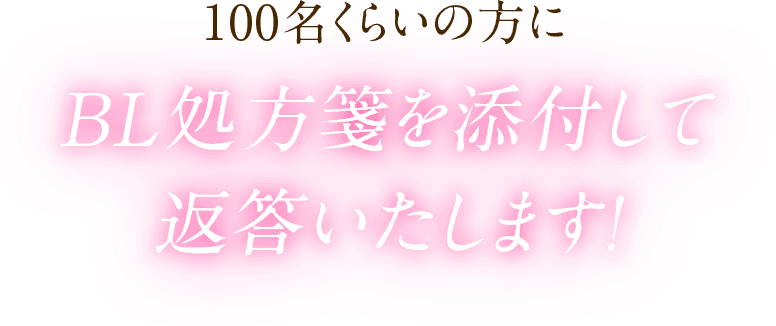 100名くらいの方にBL処方箋を添付して返答いたします!
