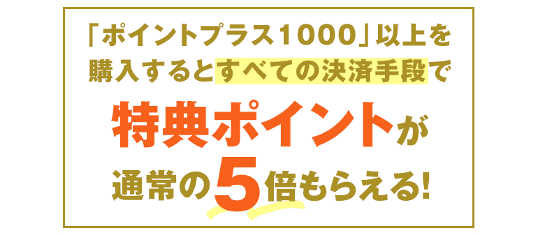 ポイントプラス1000以上購入で特典いつもの5倍